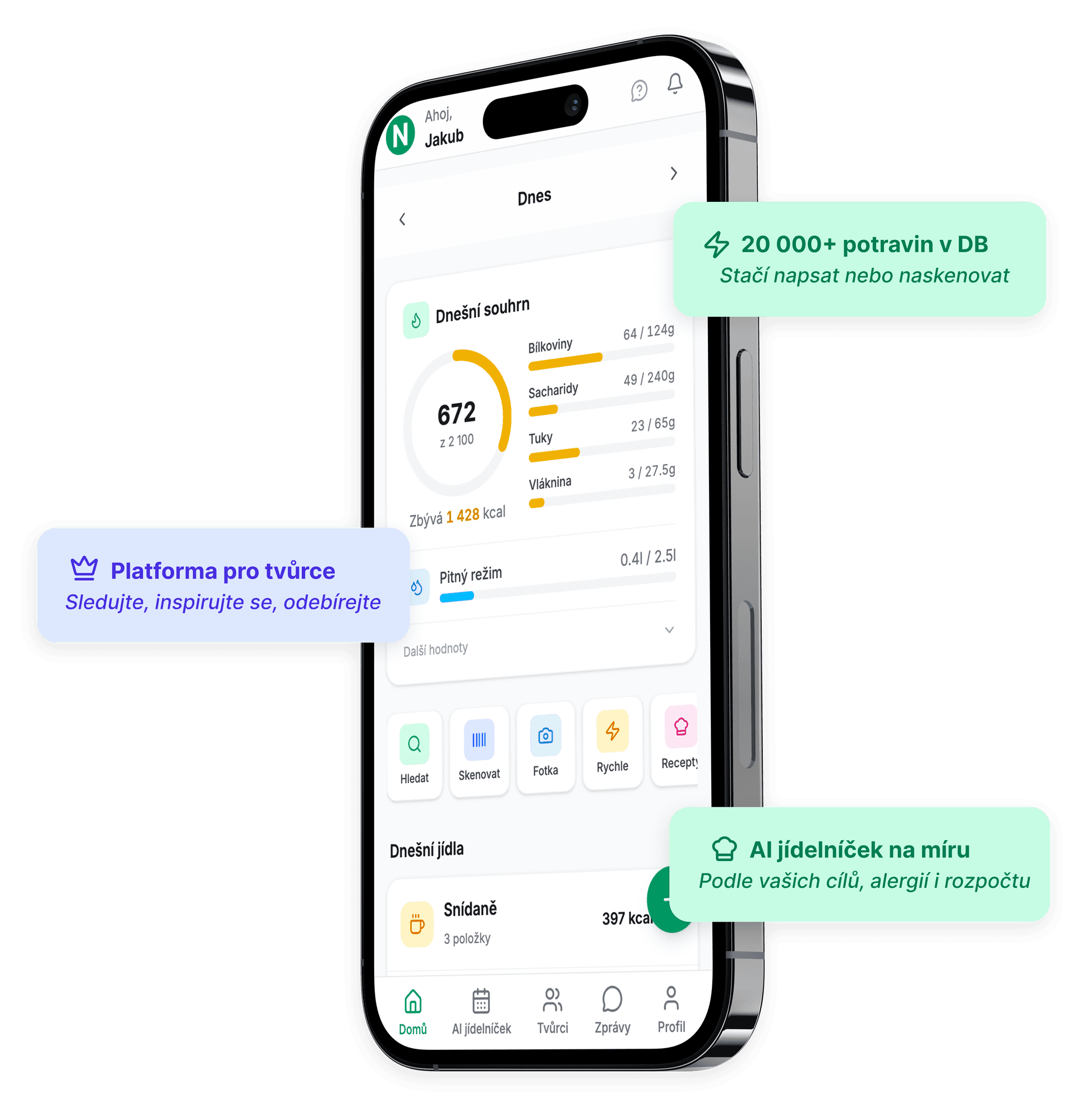 Nutiqo aplikace - dashboard